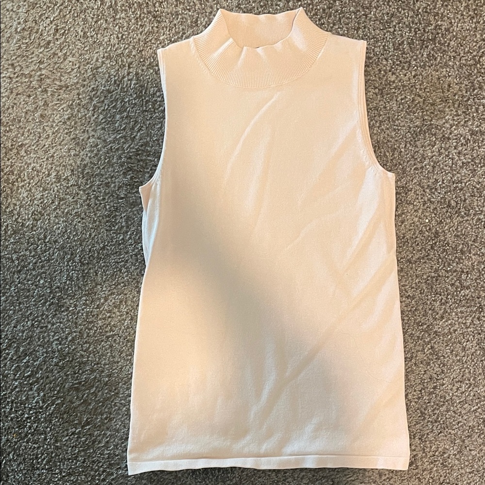 Ann Taylor Light Pink Sleeveless Mock Neck Top